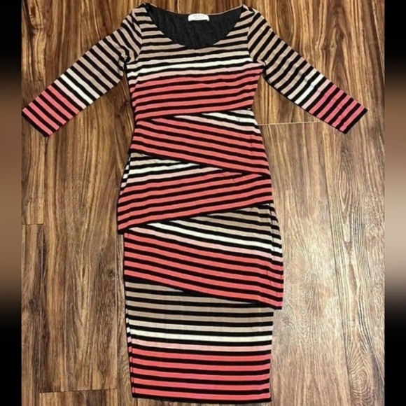 🆕Bailey 44 Anthropologie Striped Knit Column Dress Bodycon Dress Size Large - Picture 3 of 11